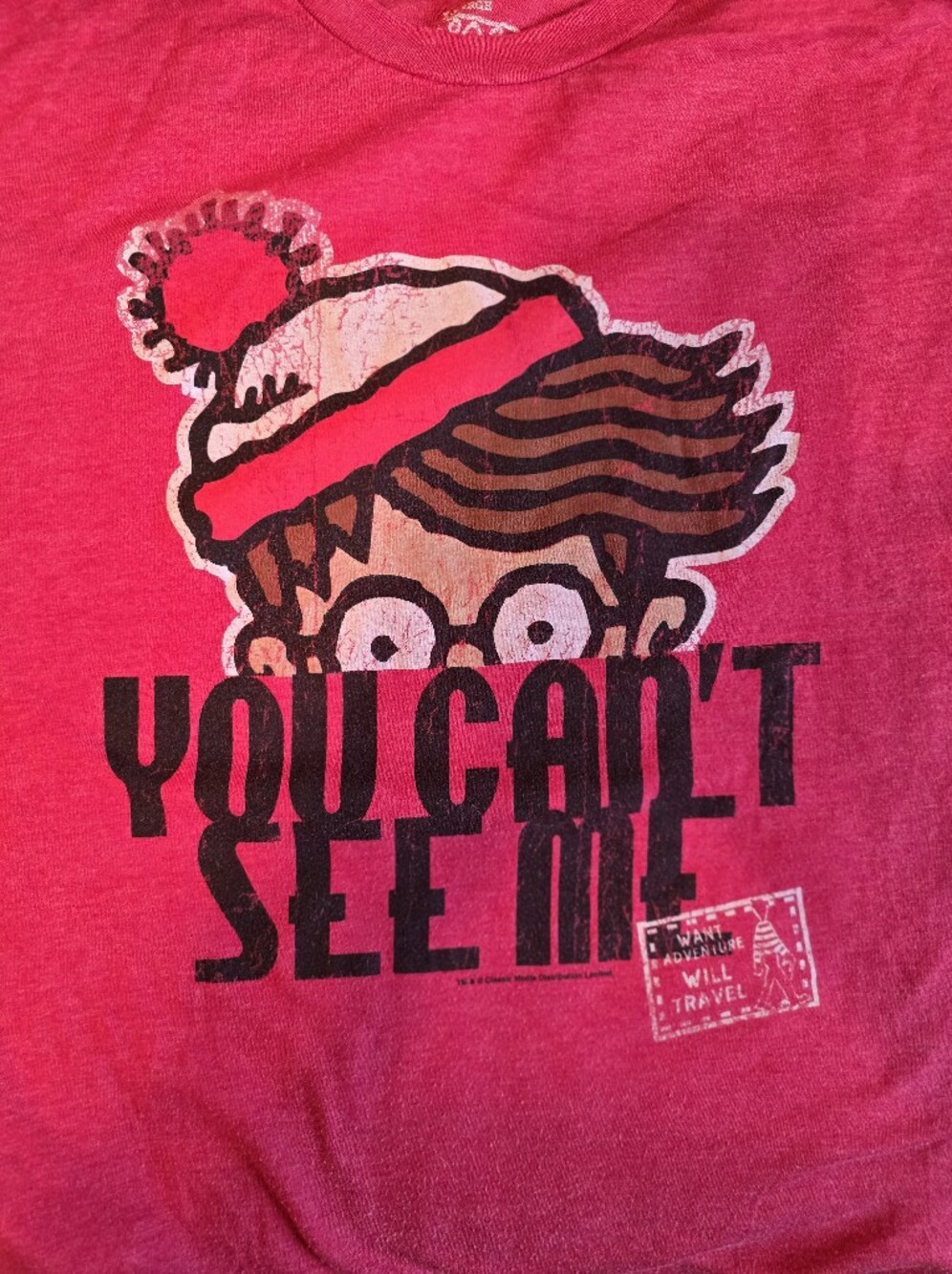 Vintage Y2K Red 'You Can't See Me' Where's Waldo Graphic Tee